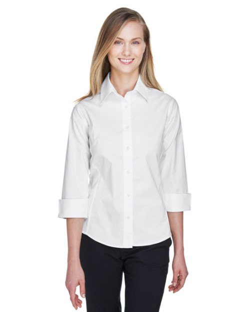 Chemise pour femme en popeline extensible et manches trois quarts de Devon & Jones